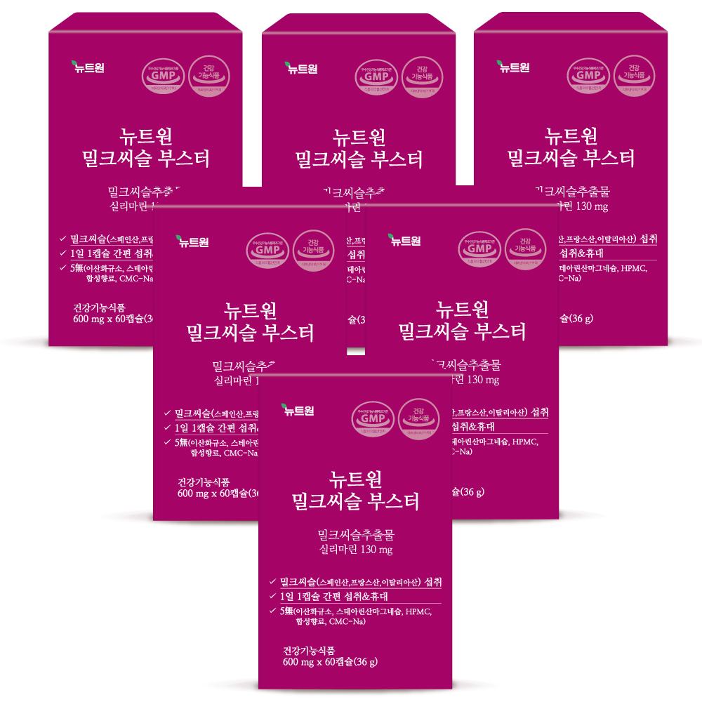 [12개월분] 뉴트원 밀크씨슬 부스터 실리마린 밀크시슬 간건강 60캡슐, 6개