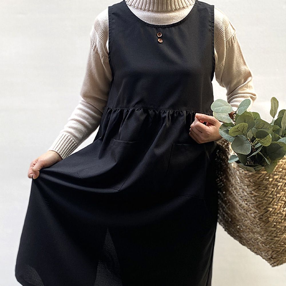 검정색 앞치마 유치원 어린이집 교사 긴앞치마 작업용 네일샵 카페 에이프런