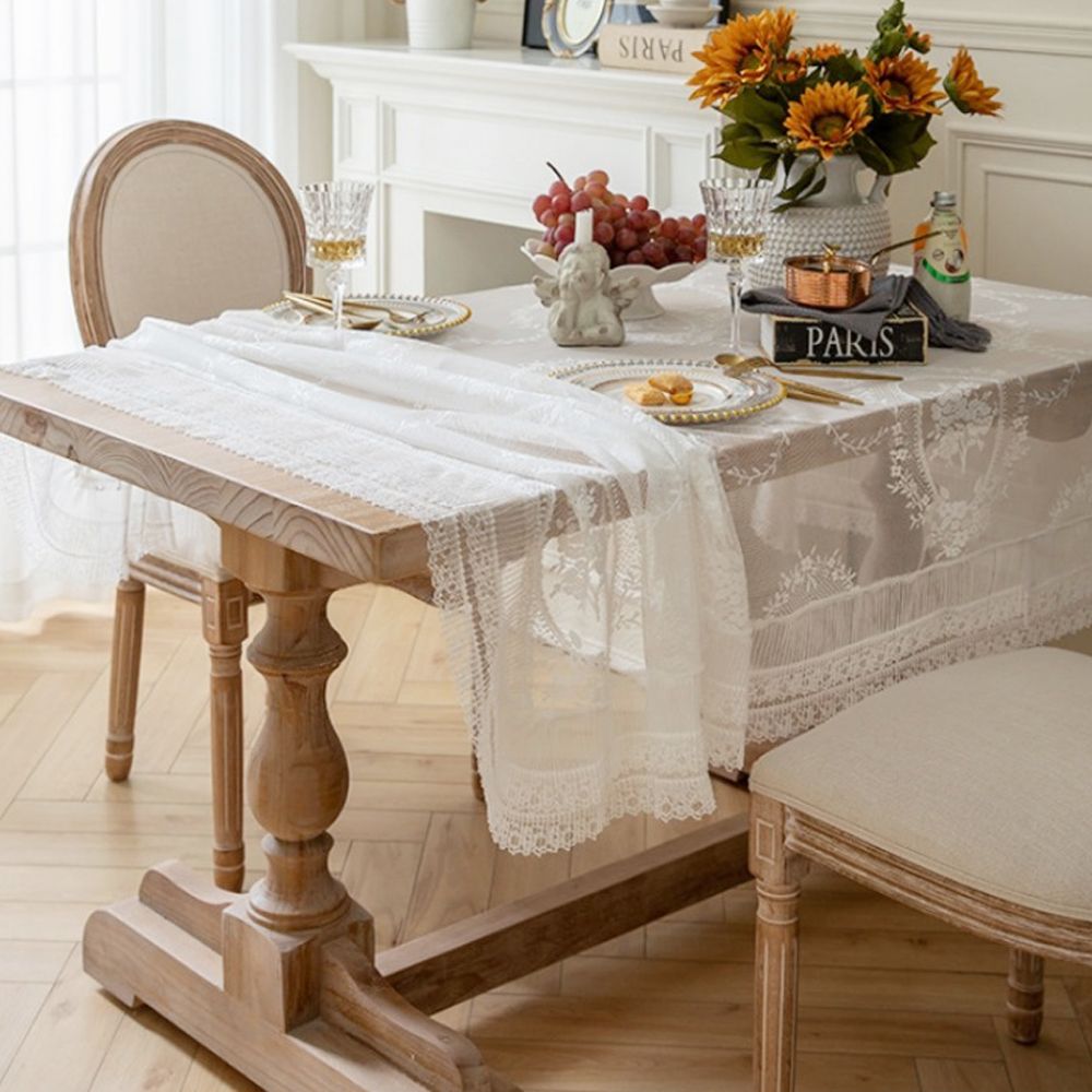 레이스 식탁보 테이블보 매트 덮개 플라워 140x 220 2인용 식탁보6 방수