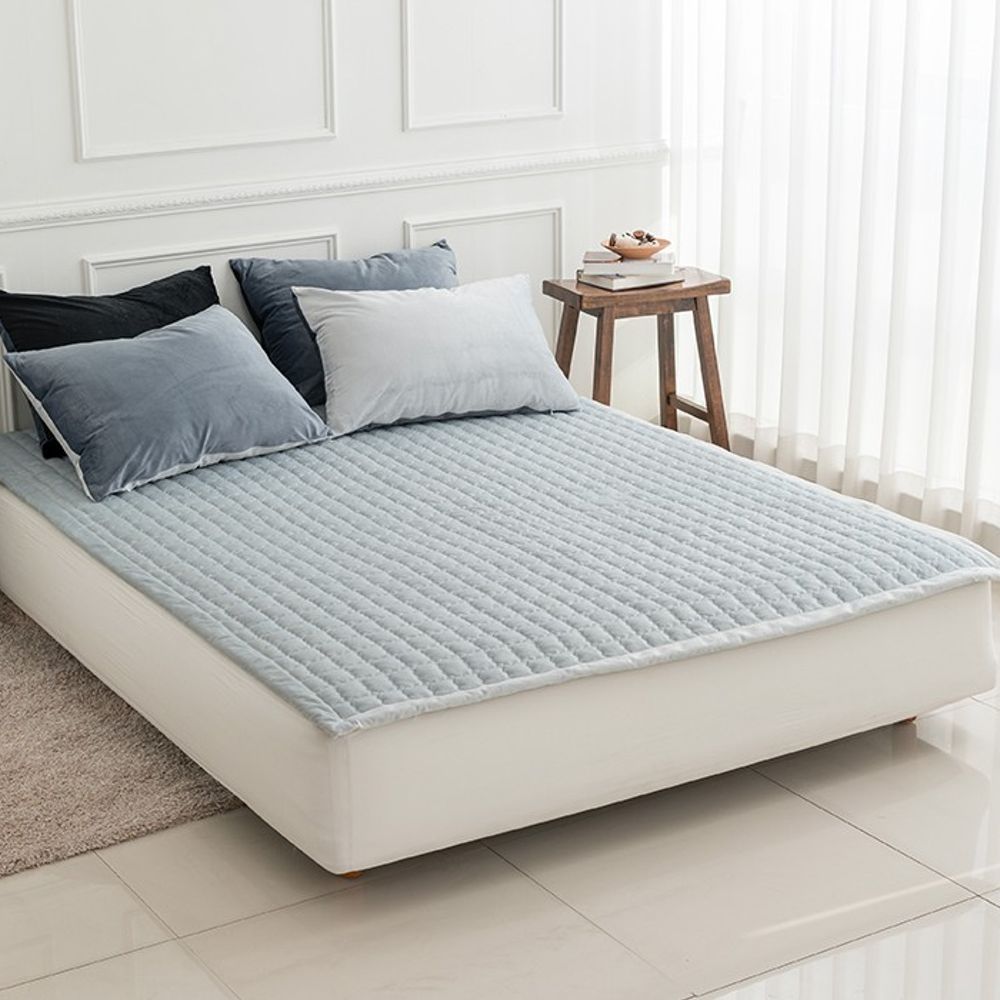 빌리 극세사 밴딩 패드 SS (110x 200) 민트 그레이 카페트 슈퍼 싱글