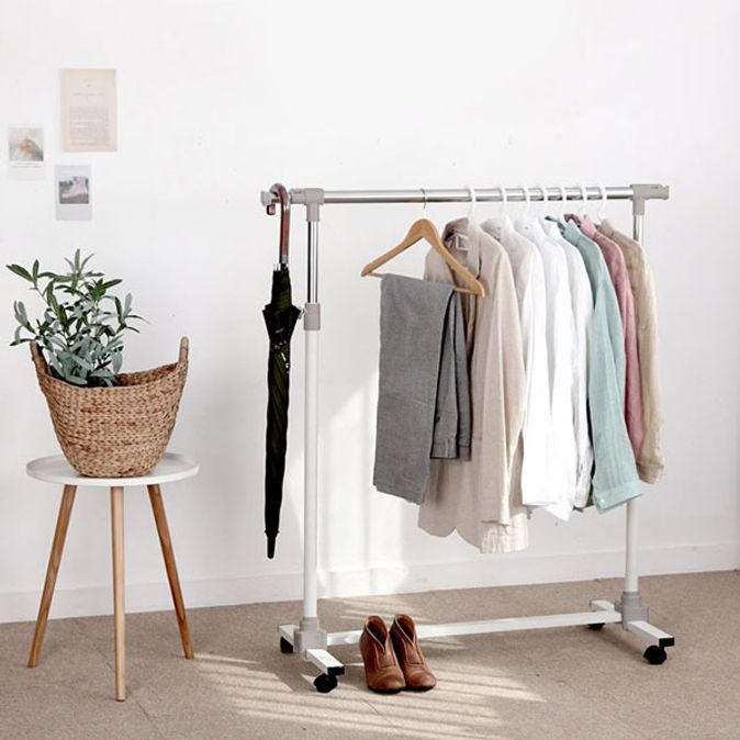 행거 스탠드 옷걸이 옷선반 이동식 웜그레이 철제 미니 수납 시스템 옷장 옷행거 조립식