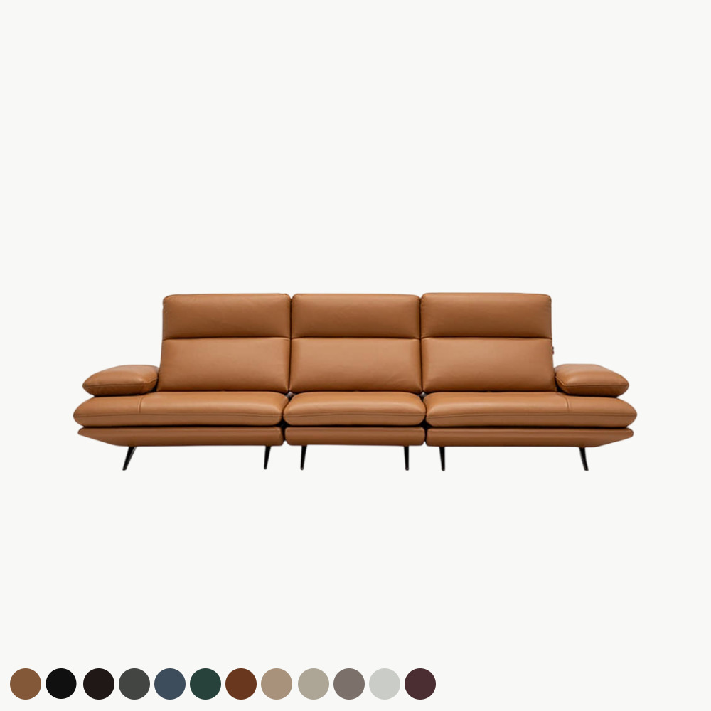 헨지디자인 아벨로 4인 메디슨 장레더 천연가죽소파 홈카페 신혼가구