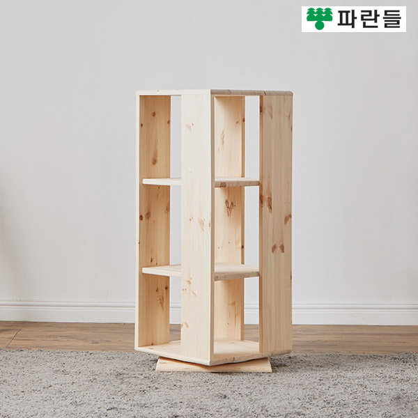 파란들가구 레드파인원목 360도 3단회전책장 원목책장 장식장 - 상세 이미지 2