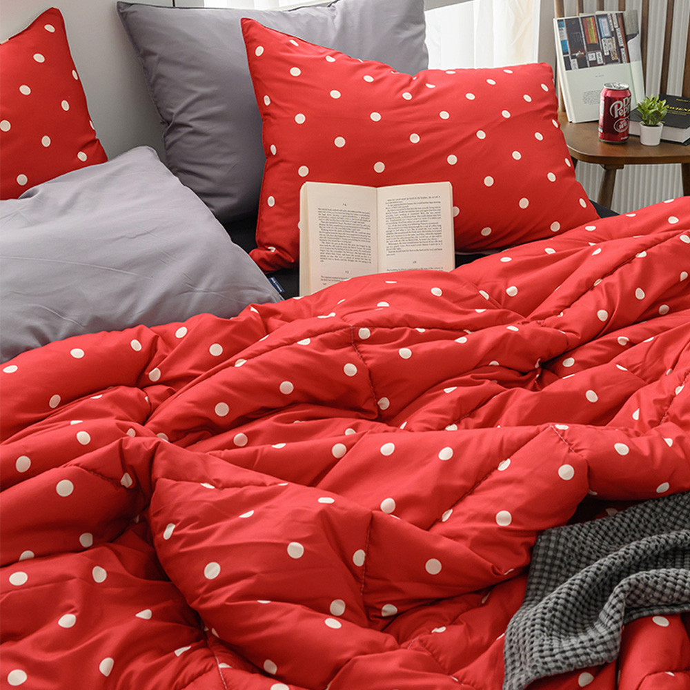 해피니 도트 세미 마이크로 차렵이불 베개 커버 세트 퀸 Q (레드) 퀸이불 베개셋트