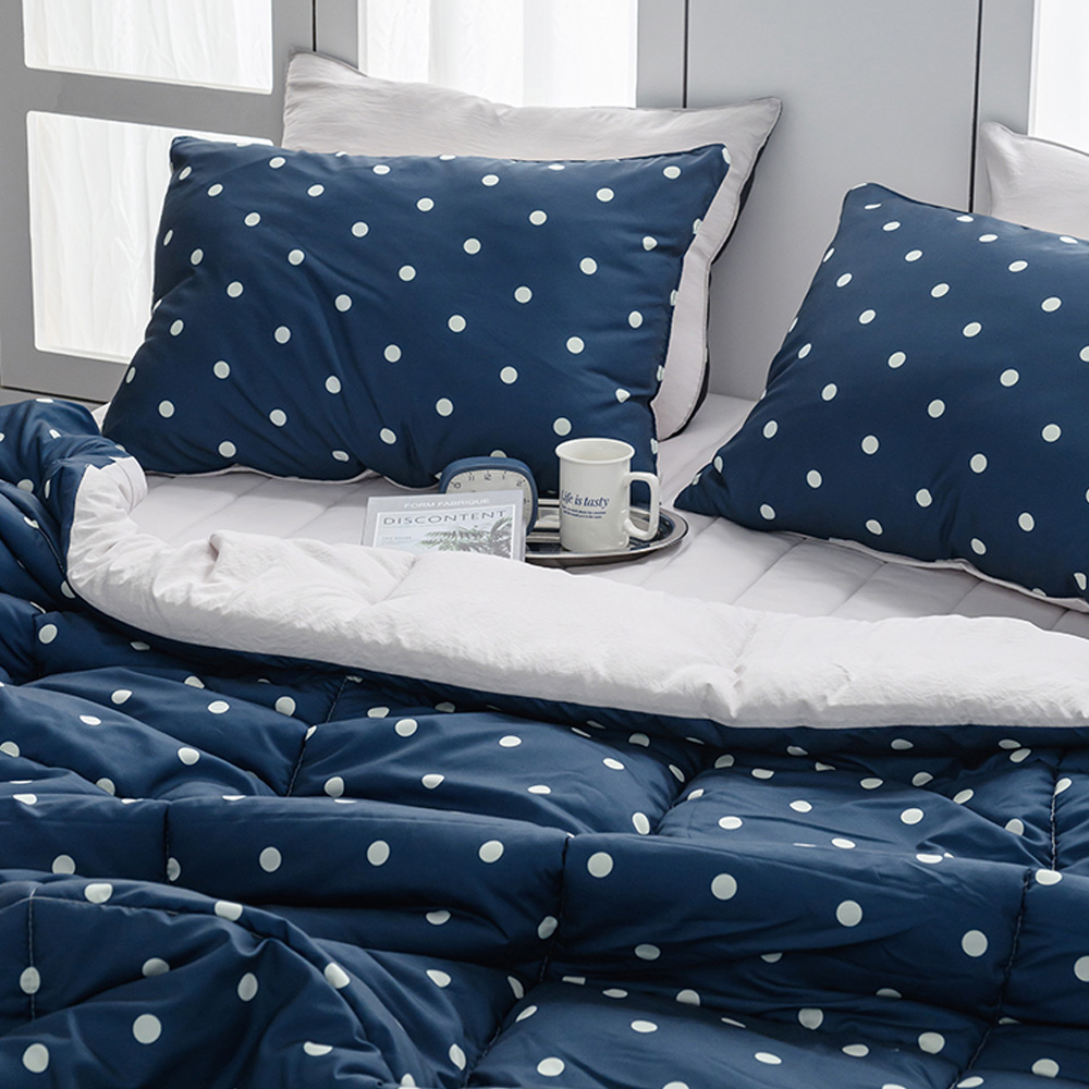 해피니 도트 세미 마이크로 차렵이불 베개 커버 세트 퀸 Q (네이비) 퀸이불 베개셋트