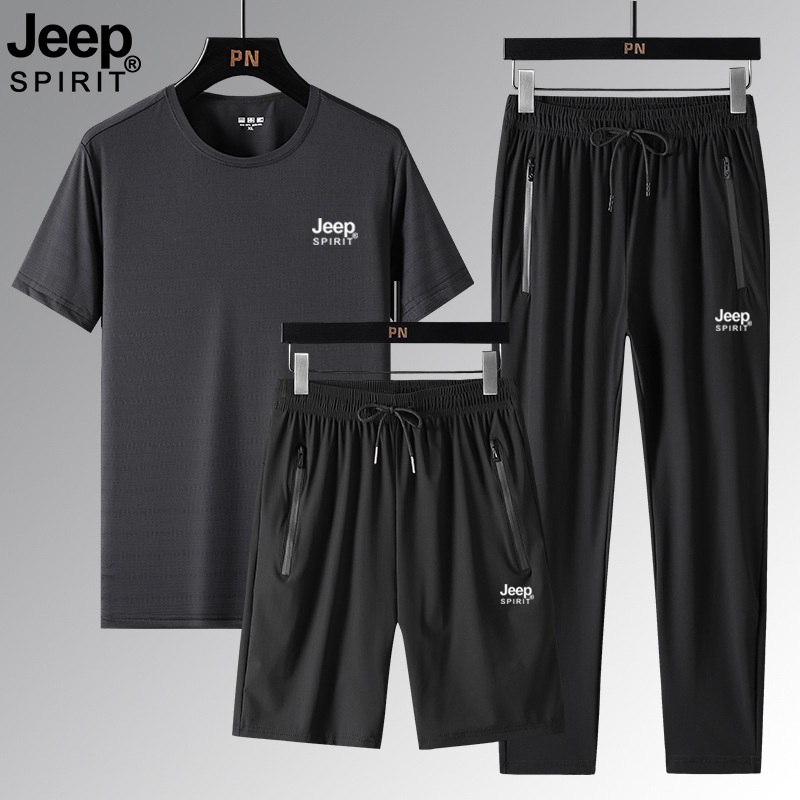 JEEP SPIRIT 여름 캐주얼 트레이닝복 세트 반바지 반팔티 조거팬츠 스포츠 운동복 - 상품 이미지