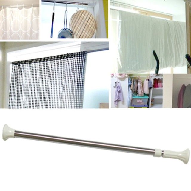 스텐 레스 다용도 압축봉 240 샤워 커튼봉 행거 옷걸이
