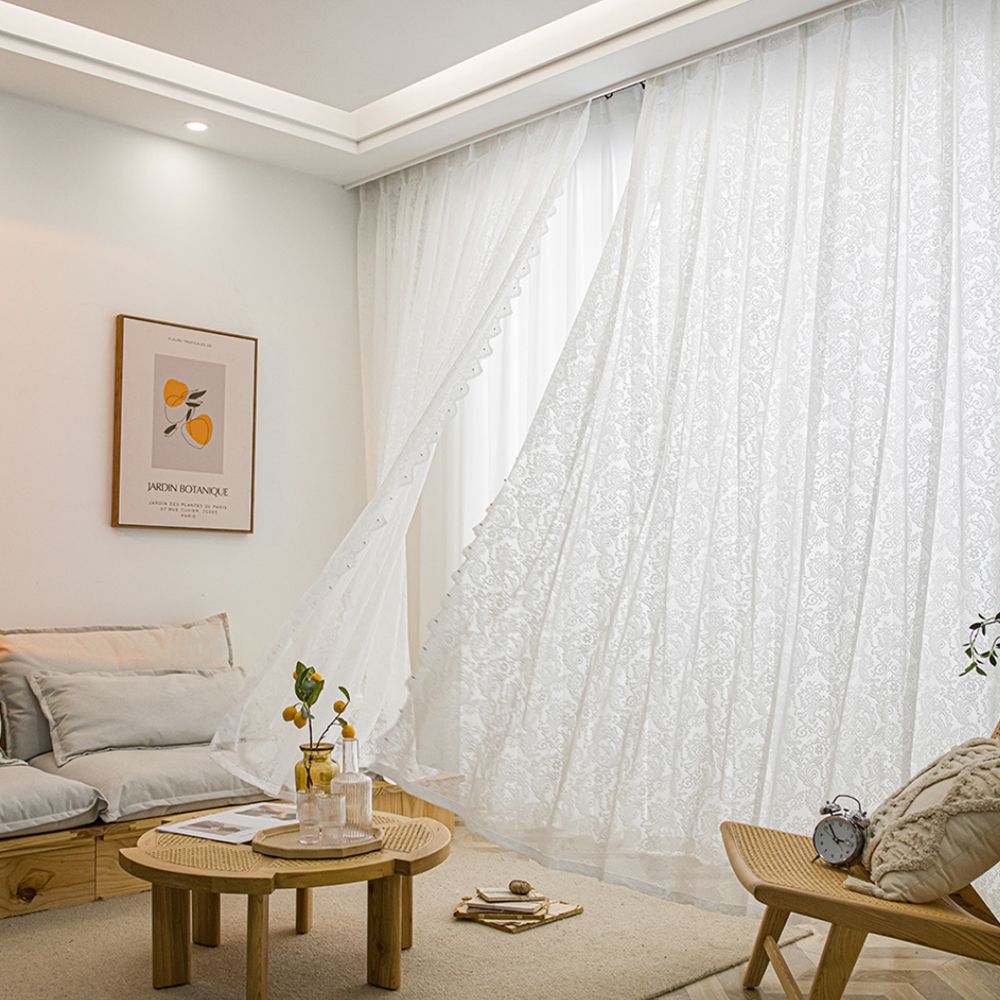 프렌치 레이스 커튼 핀형 아일렛형 속커튼 안방 화이트