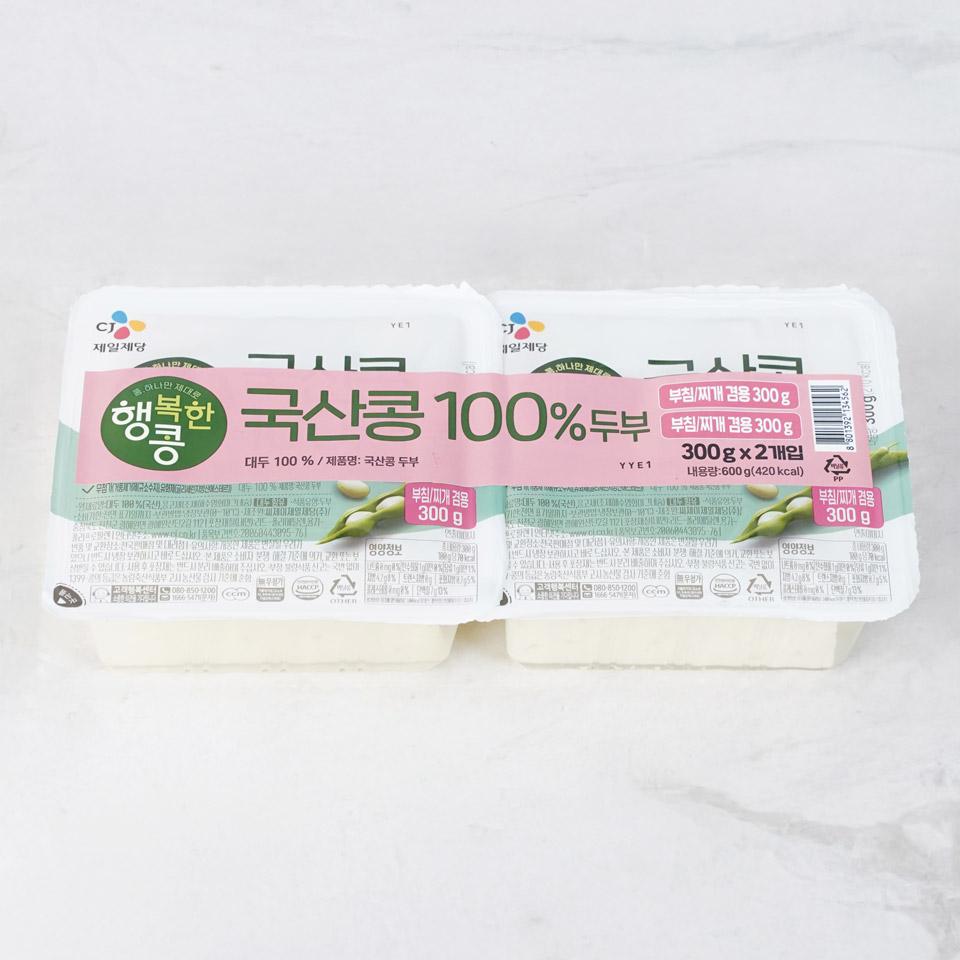 메가마트 CJ 행복한콩 국산콩100%두부(부침용+찌개용) 300gx2개 - 메인 이미지