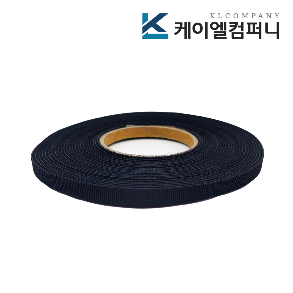 폭 1cm 전선 케이블정리 암수한몸양면벨크로 검정색 슬림형 10M x 1롤 제품 이미지