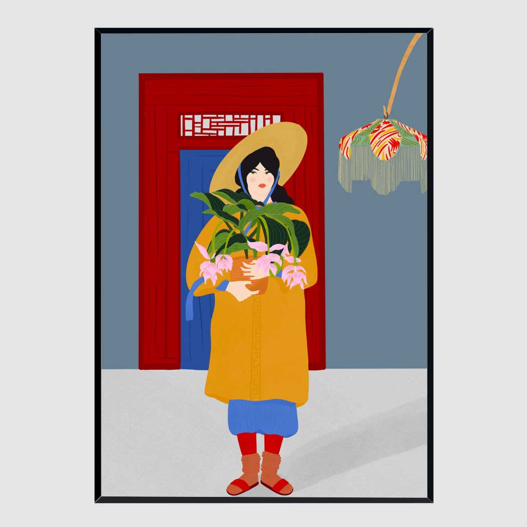일러스트 인테리어 액자 Las flores A2 사이즈 가벼운 몰딩 대형 프레임 제작 - 메인 이미지
