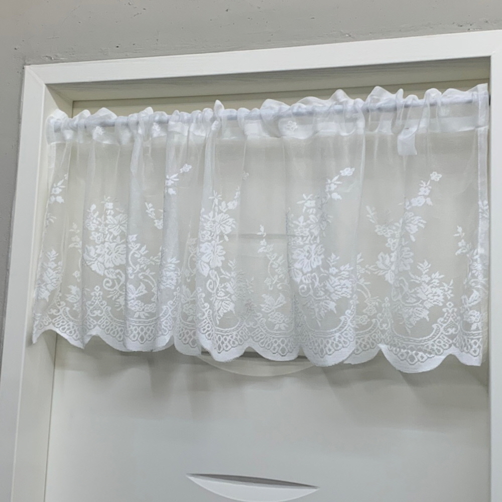 창문 가림막 주방 레이스 짧은 커튼 화이트 가리개 쪽커튼 주방창 작은창