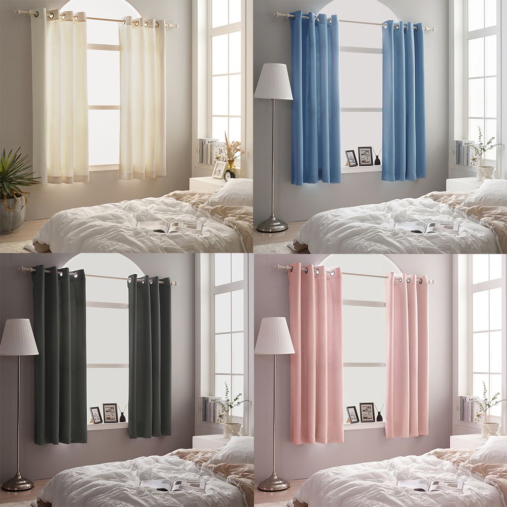 아일렛형 작은창 암막 커튼 1장 창문형 3중직 고밀도 커텐