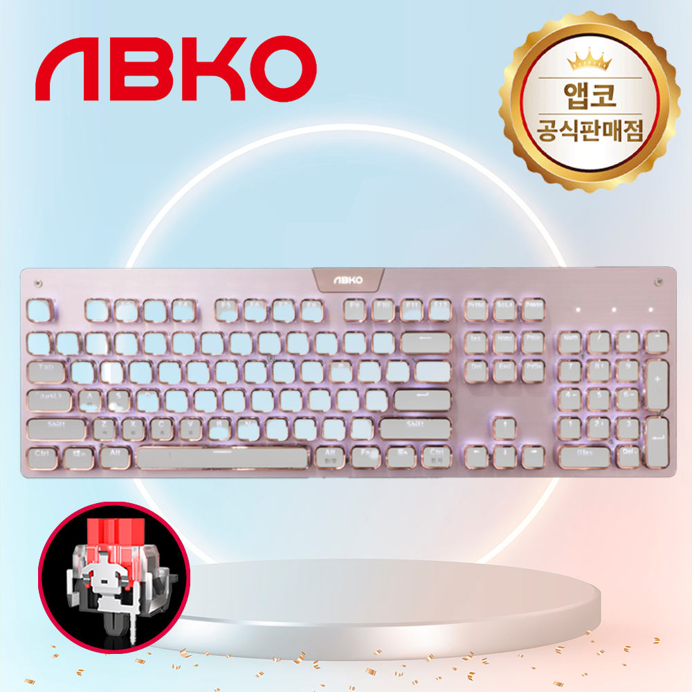 앱코 HACKER K840 스퀘어 사각 레트로 핑크, 적축, 45g