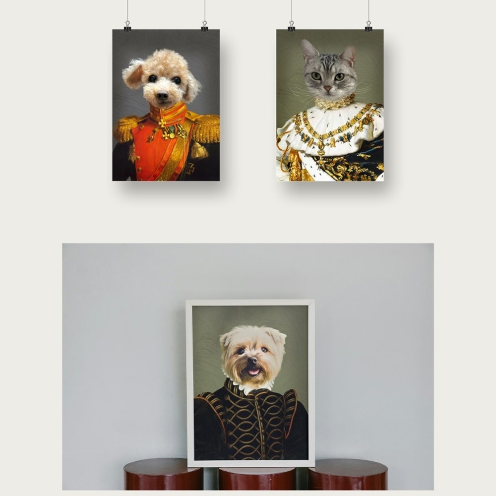 고양이 강아지 반려 동물 초상화 액자 증명 사진 그림 주문 제작 생일 선물 팝아트 - 상품 이미지