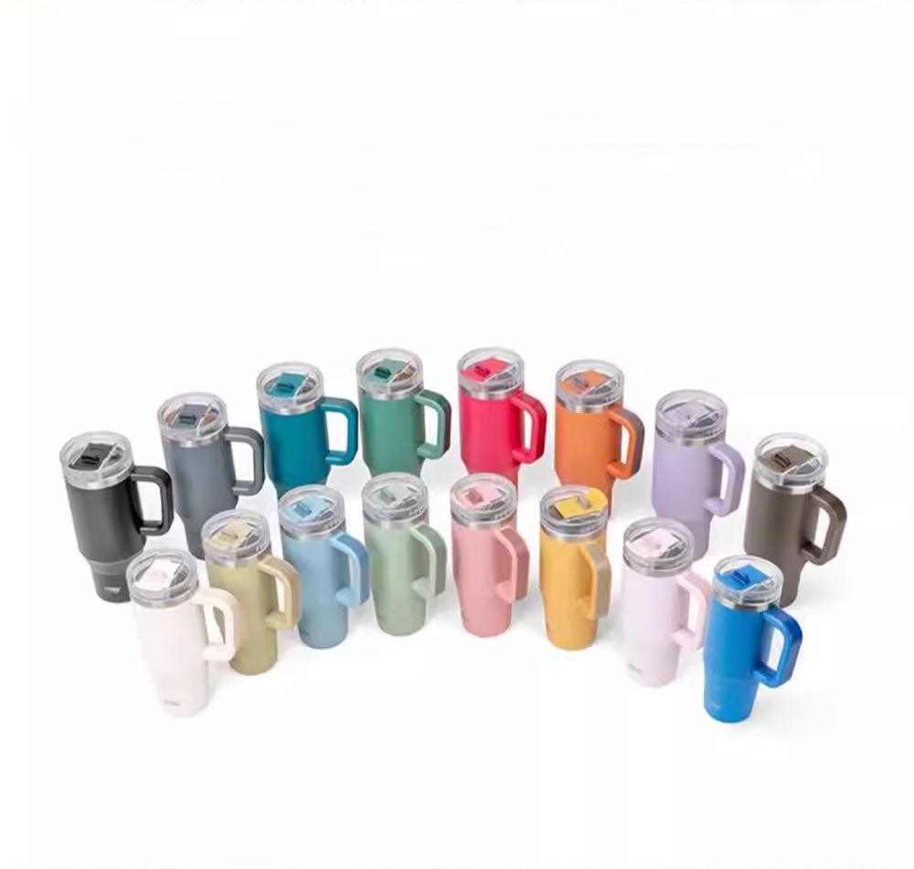 대용량 텀블러 보온 보냉텀블러 차량용 손잡이텀블러 컵 여학생 tyeso 900ml, 카키 - 상세 이미지 3