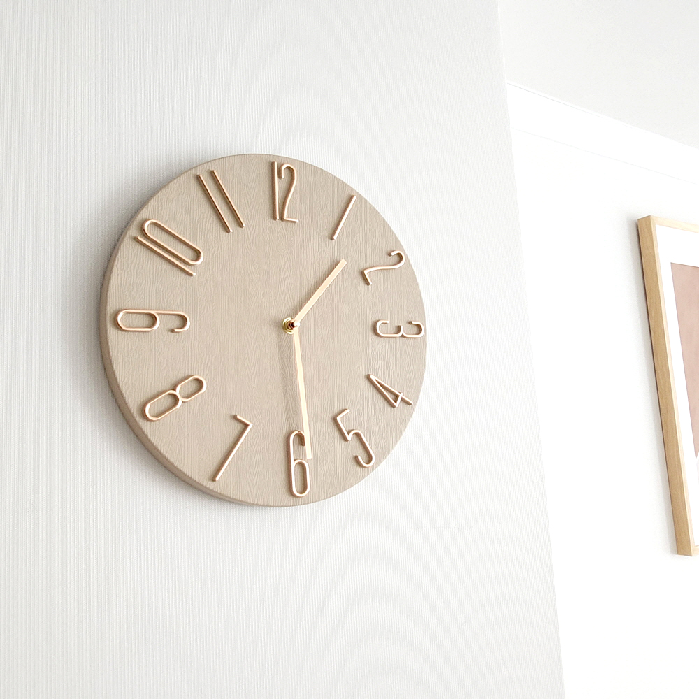 프렌치 모던 심플 무소음 벽시계 샌드 베이지 30 cm 감성 사무실 병원 카페 거실 - 상품 이미지