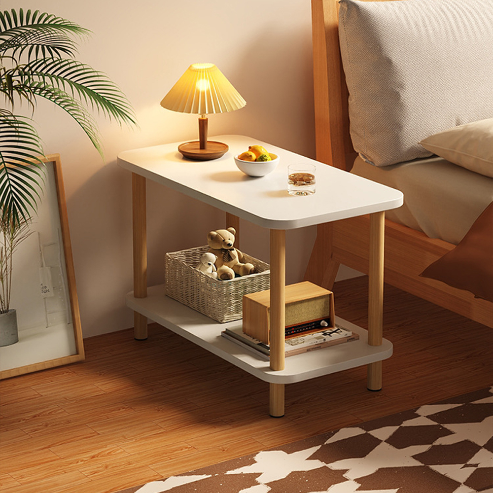 우디 레시피 다용도 더블 선반 사이드 테이블 소파 침대 미니 책상 보조 간이 원목 원룸