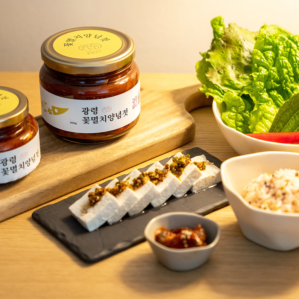 제주도 꽃멸치 양념 젓갈 400g 삼겹살 멜젓 생멸치 통멸치 양념젓 - 상세 이미지 2