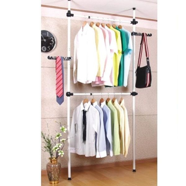 행거 드레스룸 옷걸이 옷장 옷선반 2단 이동식 스탠드 미니 수납 시스템 옷행거 조립식