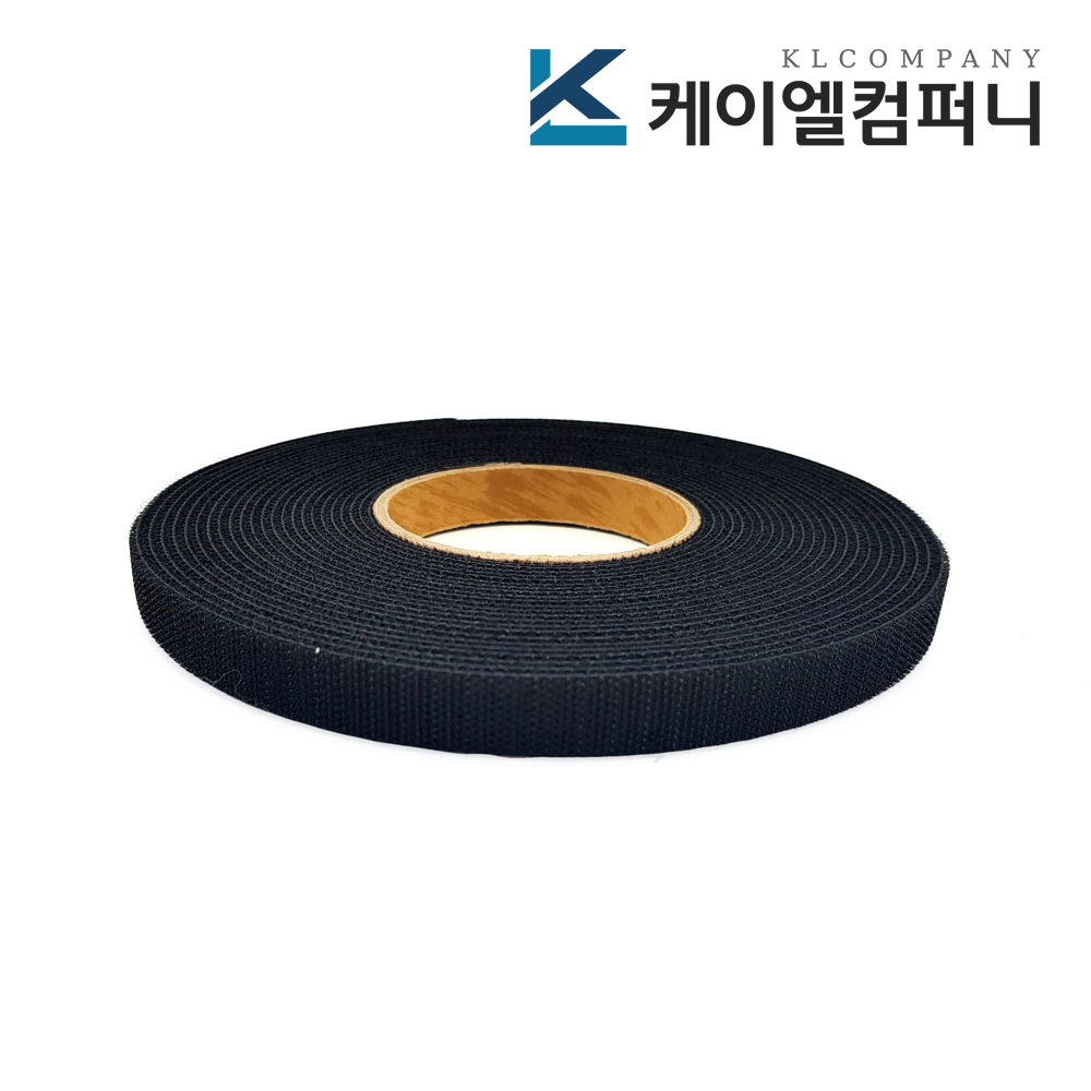 폭 1.5cm 국산고급 전선정리 암수한몸 양면벨크로 검정색 일반형 10M x 1롤 - 메인 이미지