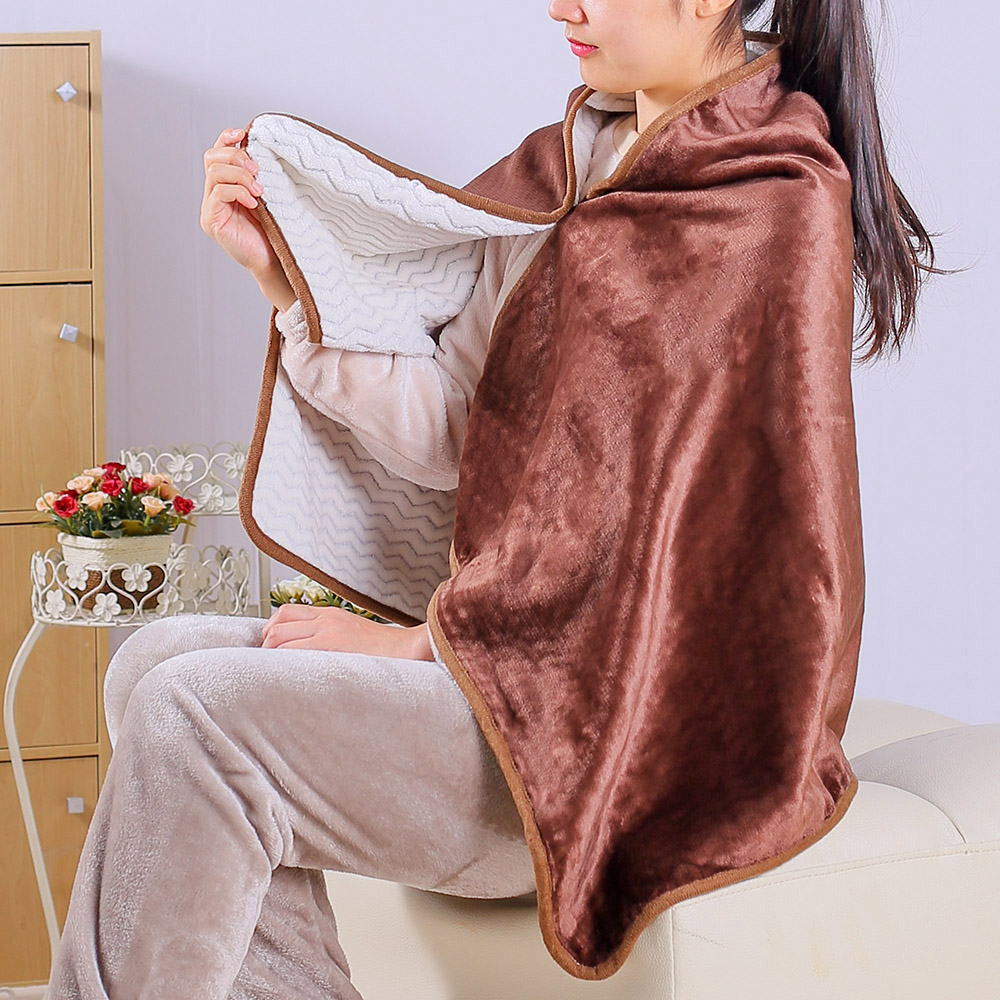 똑딱이 단추 이중 극세사 망토 담요( 70x 130 cm) 여행 DT 1309479