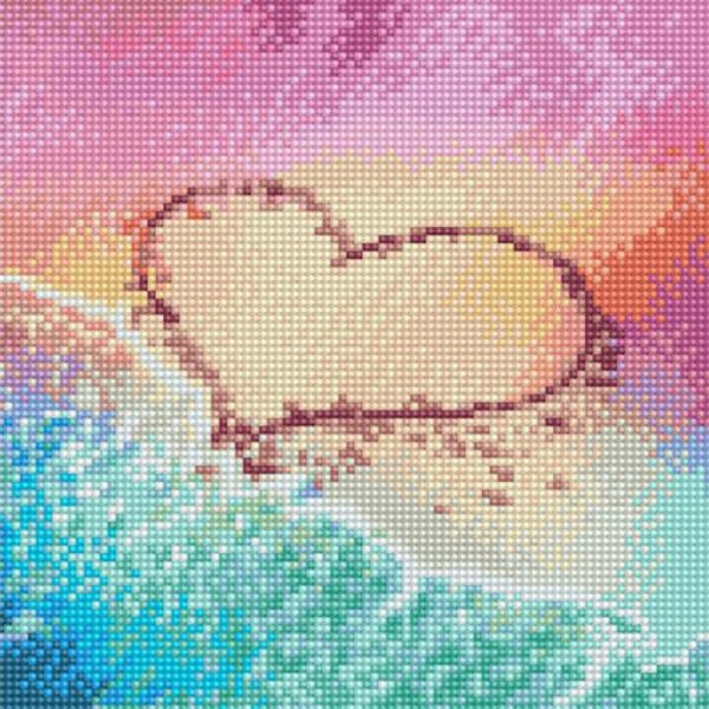 모래 위에 새긴 하트 (캔버스) 보석 십자수 25x 캔버스형 액자 일러스트 아트 조이