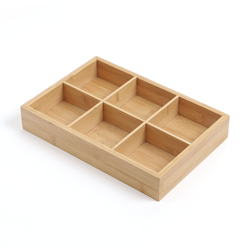 공간 박스 6칸 대나무 수납 보관함 탕비실 커피 DT 1311086 손잡이형 견과류