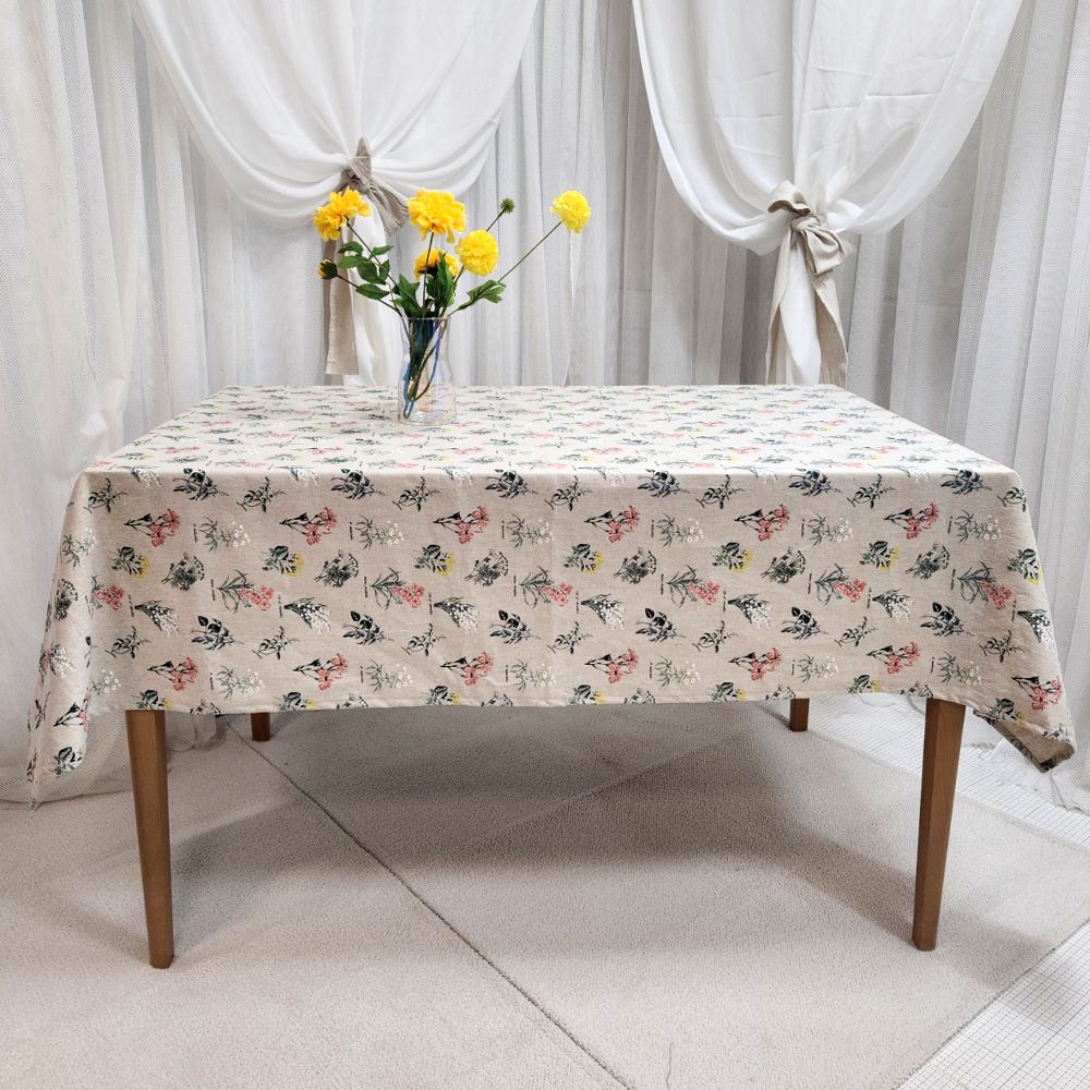 린넨 식탁보 테이블보 플라워 꽃무늬 4인 리넨 4인식 2인식
