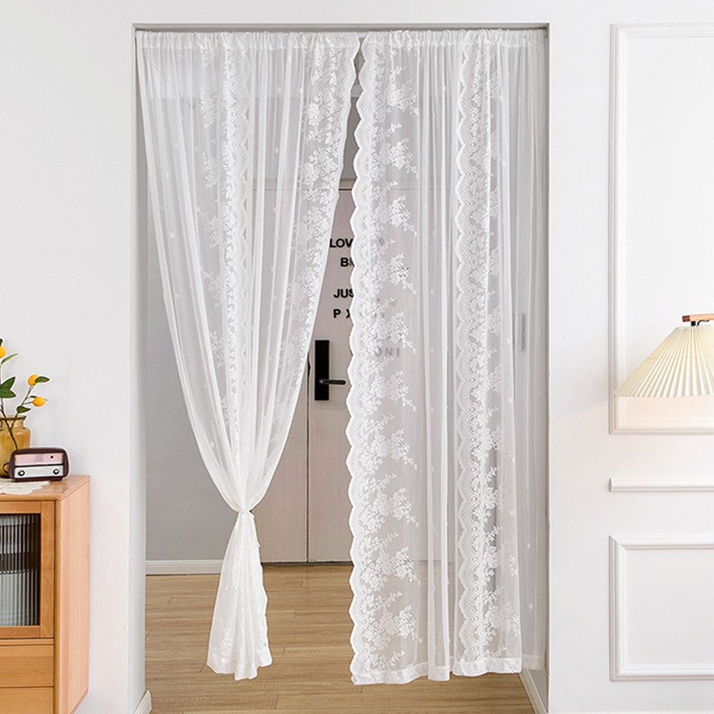 양갈래 레이스 가림막 커튼 CUR- 007 가리개 주방 작은창 패브릭