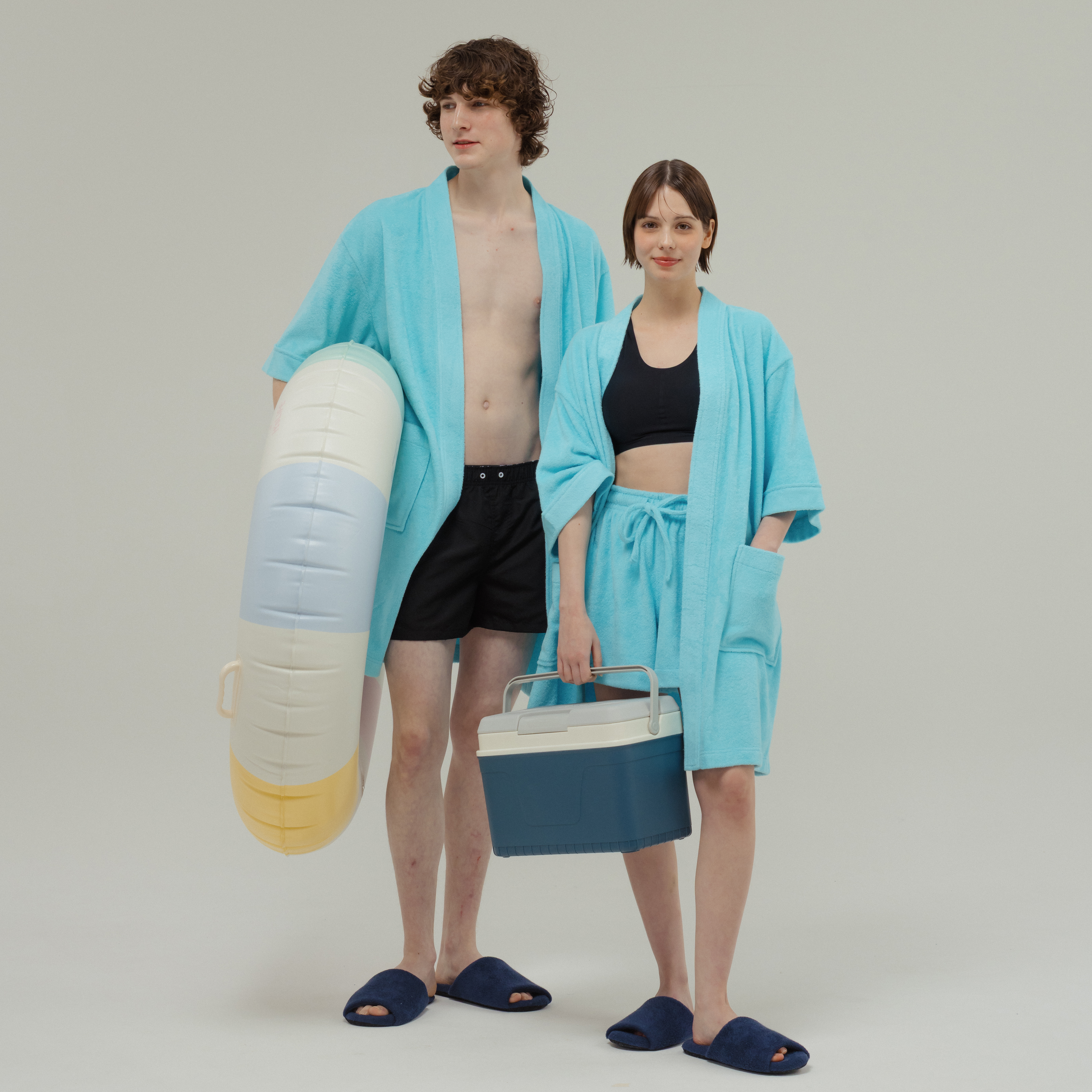 [헤이데이무드 HDM] 여성 호텔 샤워가운 로브가운 테리모달 숏 로브 티파니블루