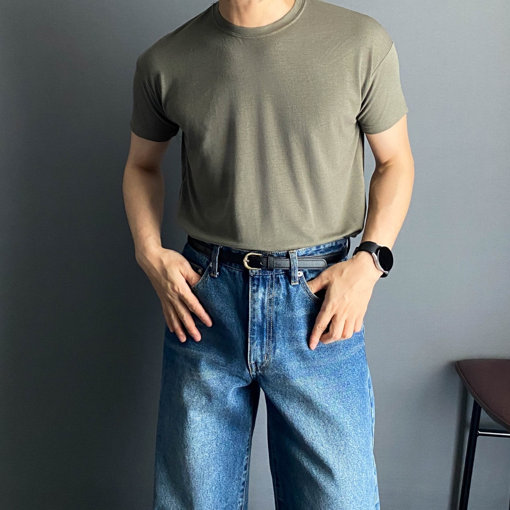 1+1 머슬핏반팔 헬스반팔티 어깨넓어보이는 짐웨어 남자흰티 목안늘어나는 - 상세 이미지 3