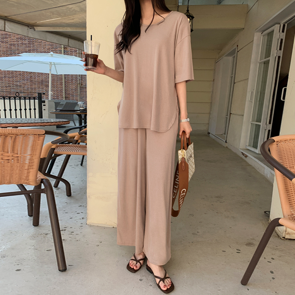플츠 반팔티 밴딩 팬츠 세트 - 상세 이미지 2