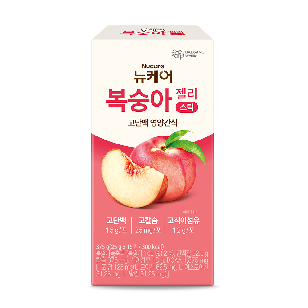 [소비기한~9/19까지] 뉴케어 복숭아 젤리 스틱 고단백 영양간식 25g, 15개 이미지 3