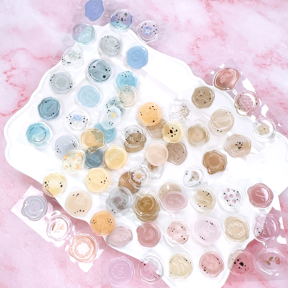 실링왁스 스티커 웨딩 엽서 봉투 포장 B타입 루나브라운 청첩장 스티커 18개입