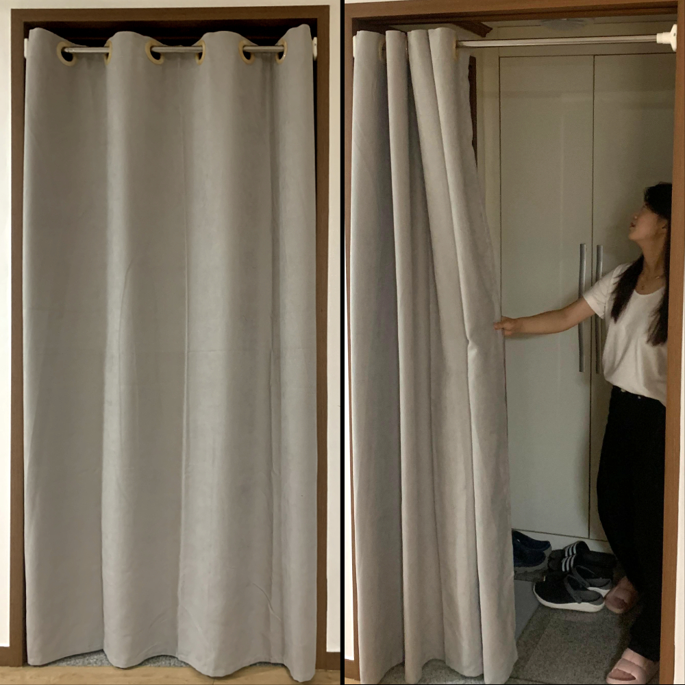 가리개 커튼 공간 분리 아일렛 문 그레이 200 cm 방문 문가리개 가림천