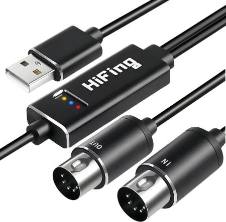[해외]MIDI케이블 USB 키보드 5PIN-DIN 전자 악기와 PC의 손쉬운 연결 변환 높은전송 효율 2M 묶음배송가능