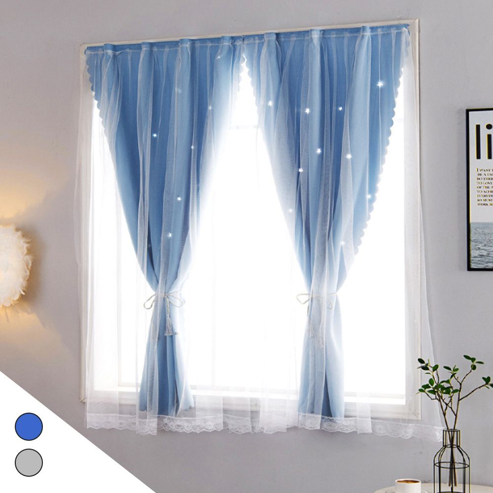 암막 커튼 거실 창문 간편한 가림막 찍찍이 180X 150 쉬폰 커텐