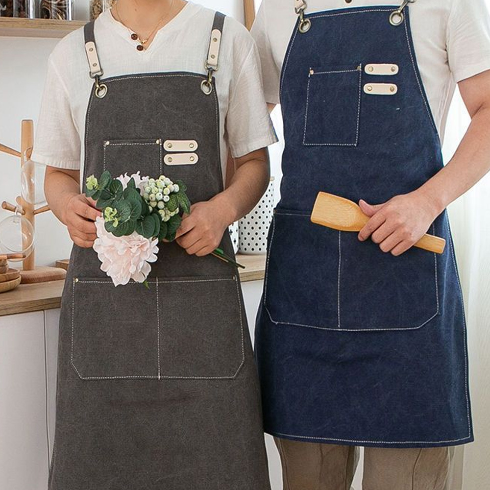 어린이집 앞치마 카페 바리스타 캔버스 블루 주방 선물용 미용실 공방