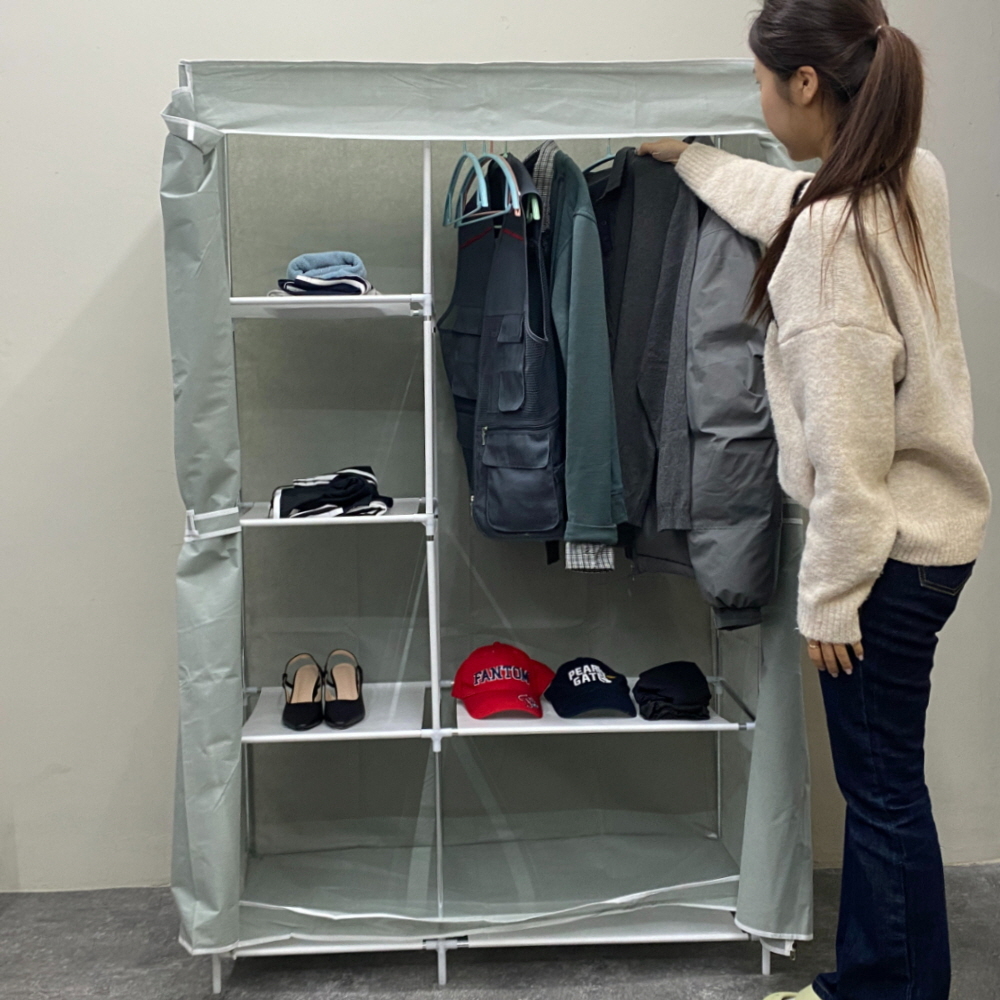 시스템 행거 간이 조립식 2단 비키니 옷장 그레이 비키니장