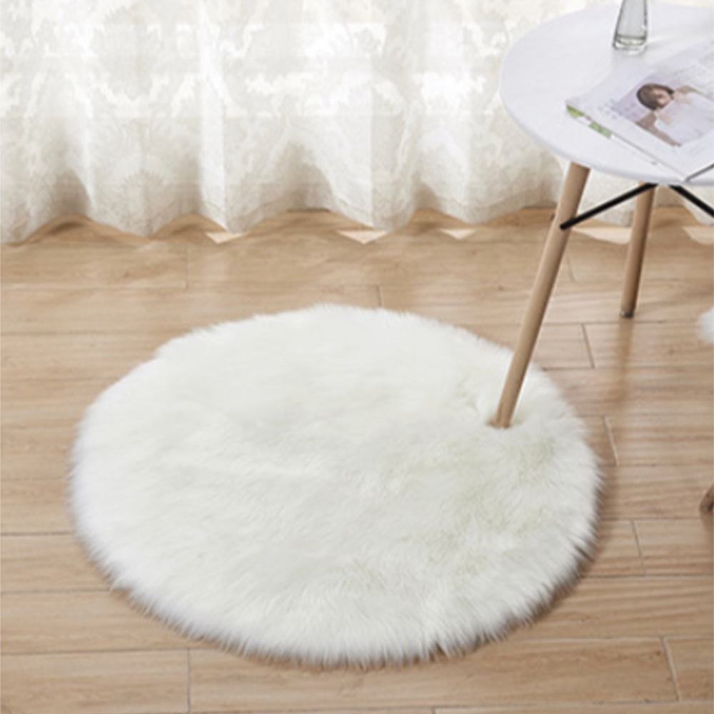 셀리 스틴 원형 장모 러그 거실 카페트 (화이트) 카펫 사계절 소형 양모 발매트 겨울