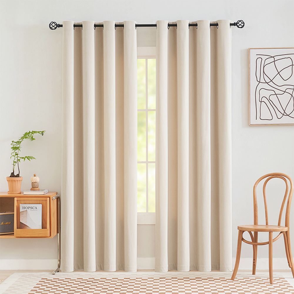 트왈라 아일릿 암막 커튼 2장 세트( 140x 224 cm) (베이지) 창문 침실 안방