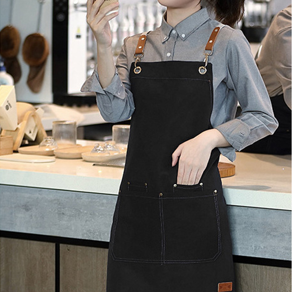 레더원 캔버스 방수 앞치마 공방 카페 미용 바리스타 작업용 미용실 미용사 애견 헤어샵