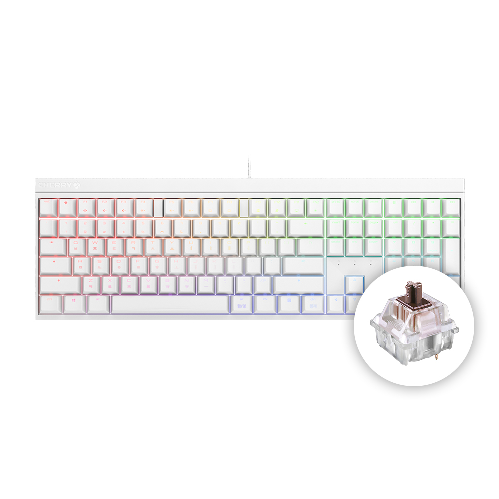 체리 키보드 MX BOARD 2.0S 2A RGB 화이트 갈축 기계식 게이밍 유선 키보드 - 메인 이미지
