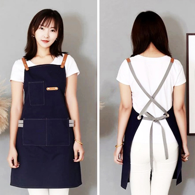 앞치마 커피숖 음식점 면 데님 네이비 캔버스 면앞치마 카페 공방 화방 식당 바리스타