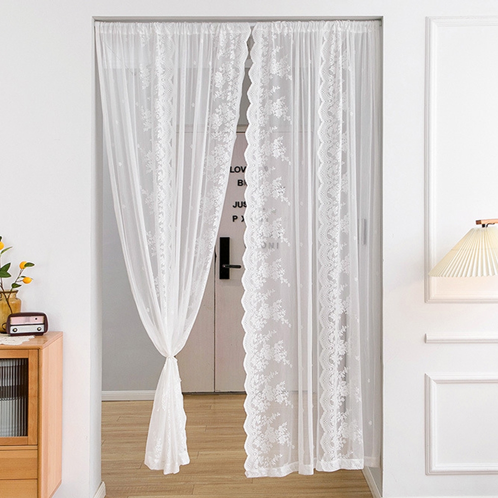 양갈래 레이스 가림막 커튼 가리개 주방 작은창 패브릭 공간 분리 가림막천