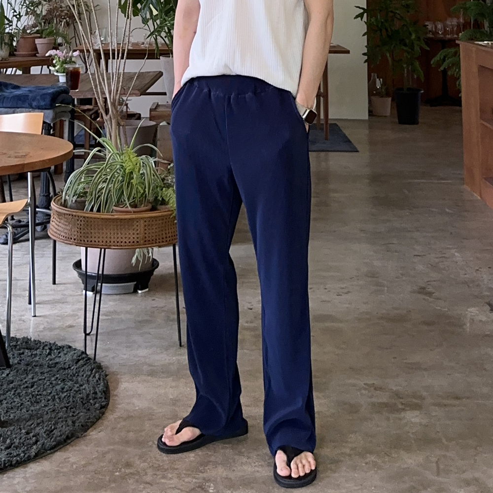 아이스 플리츠 팬츠 밴딩 남자 여름바지 남자냉장고바지 - 상세 이미지 3