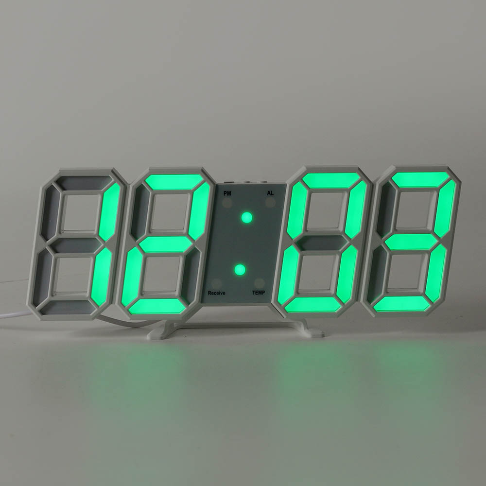 스마트 리모컨 LED 디지털 벽시계( 화이트+ 그린) 벽걸이 led 디자인 인테리어 - 상품 이미지