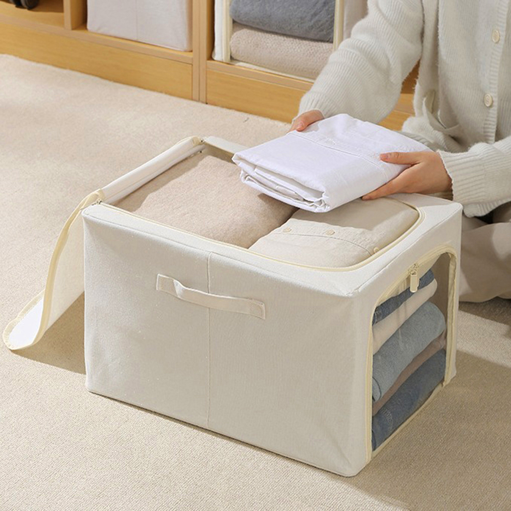 깔끔 수납 패브릭 리빙 박스 의류 정리함 55L( 아이보리) 패브릭이불 보관함 장난감