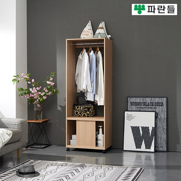 파란들가구 600 수납 고정/이동식행거 이동옷장 드레스룸 행거 - 상세 이미지 2